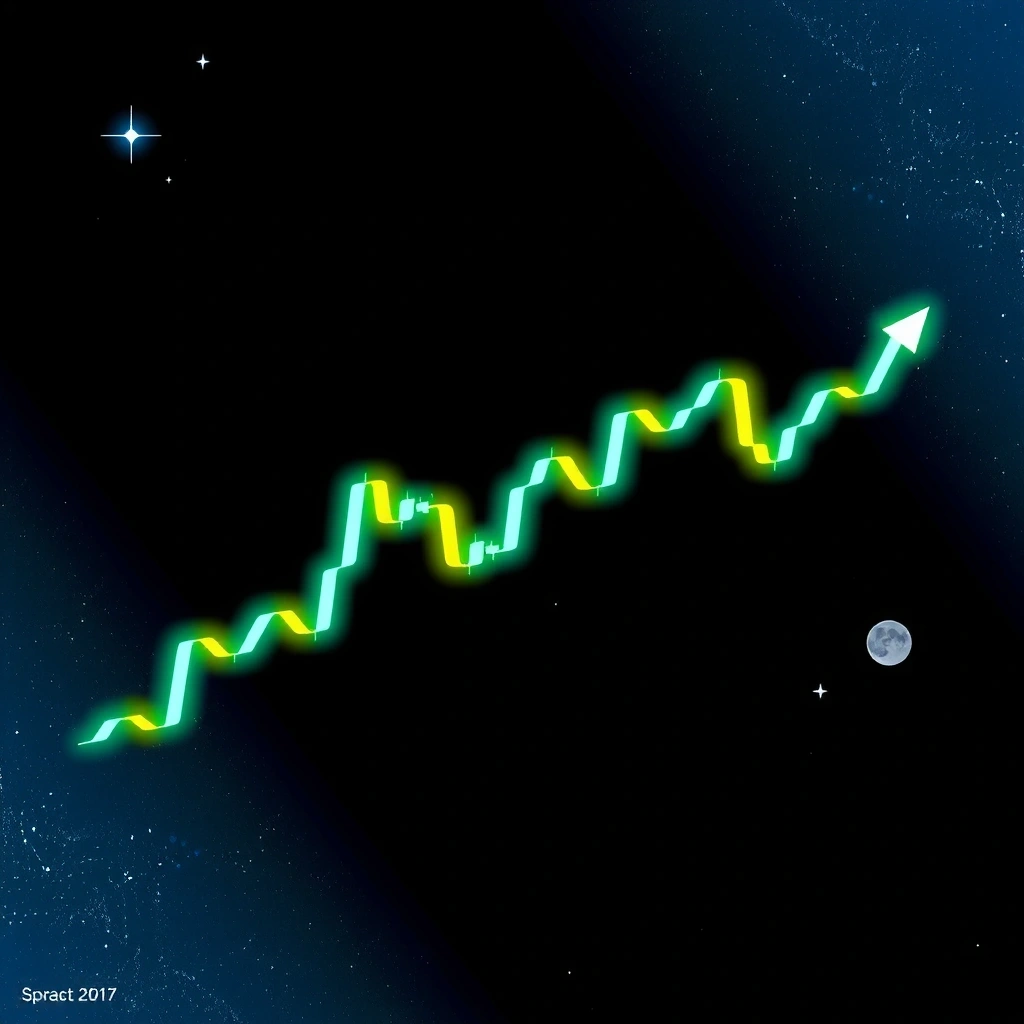 Deep space background with abstract neon candlestick charts
